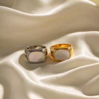 Couple Finger Rings 304 Stainless Steel with Shell Vacuum Ion Plating fashion jewelry & Unisex Sold By PC