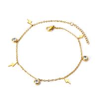 Stainless Steel Jewelry Bracelet 304 Stainless Steel with 1.18inch extender chain Vacuum Ion Plating & for woman & with rhinestone golden Sold Per Approx 7.09 Inch Strand
