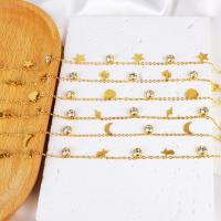 Bijoux bracelet en acier inoxydable, Acier inoxydable 304, avec 1.18inch chaînes de rallonge, styles différents pour le choix & pour femme & avec strass, doré, Vendu par Environ 7.09 pouce brin