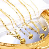 Stainless Steel Jewelry Necklace 304 Stainless Steel Heart Vacuum Ion Plating fashion jewelry & for woman golden Sold By Strand