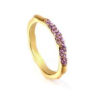 Rhinestone Stainless Steel Finger Ring, 304 Stainless Steel, Vacuum Ion Plating, different size for choice & different styles for choice & for woman & with rhinestone, golden, Sold By PC
