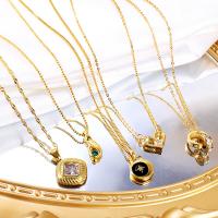 Stainless Steel Jewelry Necklace 304 Stainless Steel Vacuum Ion Plating & for woman & with rhinestone golden Sold By Strand