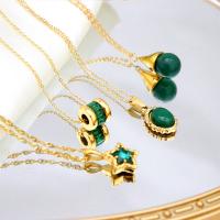 Edelstahl Schmuck Halskette, 304 Edelstahl, verschiedene Stile für Wahl & Micro pave Zirkonia & für Frau, goldfarben, verkauft von Strang