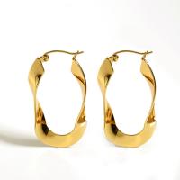 Acier inoxydable Levier Retour Earring, Acier inoxydable 304, Plaqué or 18K, bijoux de mode & pour femme, doré, 40x20mm, Vendu par PC