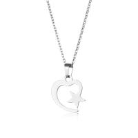Stainless Steel Jewelry Necklace 304 Stainless Steel with 5cm extender chain Heart polished fashion jewelry & for woman Length 45 cm Sold By PC