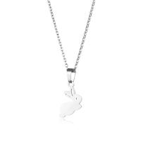 Stainless Steel Jewelry Necklace, 304 Stainless Steel, with 5cm extender chain, Rabbit, polished, fashion jewelry & for woman, 24.30x16.70x1.20mm, Length:45 cm, Sold By PC