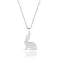 Stainless Steel Jewelry Necklace, 304 Stainless Steel, with 5cm extender chain, Rabbit, polished, fashion jewelry & for woman, 24.30x14.30x1.20mm, Length:45 cm, Sold By PC