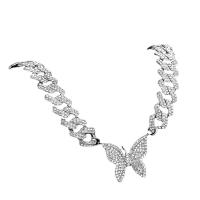 Tibetan Style Jewelry Necklace, Butterfly, plated, fashion jewelry & Unisex & with rhinestone, more colors for choice, Length:Approx 18 Inch, Sold By PC