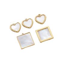 Brass Heart Pendants with Pearl Oyster plated DIY golden nickel lead & cadmium free Sold By PC
