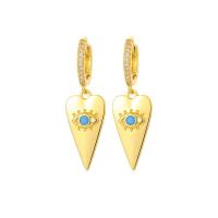 Evil Eye Earrings, Brass, high quality plated, micro pave cubic zirconia & for woman & enamel, gold, 10x33mm, Sold By Pair