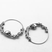 Titanium Steel  Earring, Skull, polished, Unisex, original color, 31.70x34.90x5.60mm, Sold By Pair