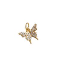 Cubic Zirconia Micro Pave Brass Pendant, Butterfly, high quality plated, Unisex & micro pave cubic zirconia, gold, 13x16mm, Sold By PC
