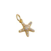 Cubic Zirconia Micro Pave Brass Pendant Starfish high quality plated DIY & micro pave cubic zirconia gold 11mm Sold By PC