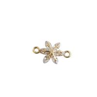 Brass Jewelry Connector Bowknot high quality plated DIY & micro pave cubic zirconia & double-hole gold Sold By PC