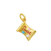 Brass Jewelry Pendants, Candy, high quality plated, DIY & enamel, gold, 13x10mm, Sold By PC
