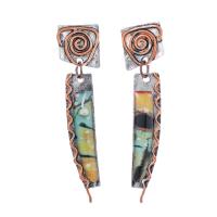 Tibetan Style Drop Earrings, with Lampwork, fashion jewelry & for woman, multi-colored, 12x42mm, Sold By Pair