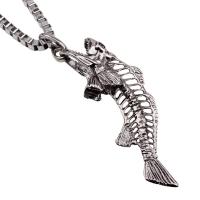 Kolia ze stopu cynku, Stop cynku, Ryba, Platerowane w kolorze srebra, biżuteria moda & dla człowieka, srebro, 60x40mm, długość 57 cm, sprzedane przez PC