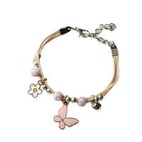 Porcelain Bracelet with Polyester Cord & Zinc Alloy handmade fashion jewelry & for woman & enamel Length 14-20 cm Sold By PC