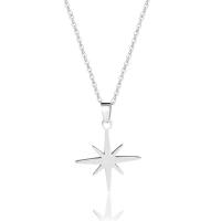 Stainless Steel Jewelry Necklace, 304 Stainless Steel, with 5cm extender chain, Eight Point Star, polished, fashion jewelry & for woman, original color, 15.20x22.60x1.20mm, Length:45 cm, Sold By PC