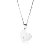 Stainless Steel Jewelry Necklace, 304 Stainless Steel, with 5cm extender chain, Heart, polished, fashion jewelry & for woman, original color, Length:45 cm, Sold By PC
