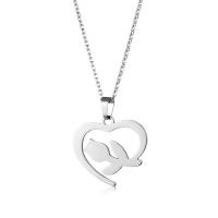 Stainless Steel Jewelry Necklace 304 Stainless Steel with 5cm extender chain Heart polished fashion jewelry & for woman original color Length 45 cm Sold By PC