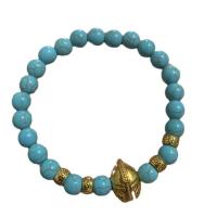 Agate Jewelry Bracelet Effloresce Agate with turquoise & Wood Helmet fashion jewelry & for man Length Approx 19 cm Sold By PC