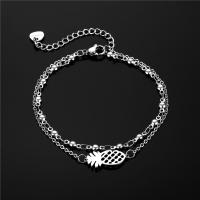 Stainless Steel Jewelry Bracelet 304 Stainless Steel with 5cm extender chain Pineapple polished Double Layer & fashion jewelry & for woman Length Approx 17 cm Sold By PC