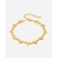 Titanium stål armbånd, med 6CM extender kæde, Heart, forgyldt, for kvinde & med rhinestone, guld, Solgt Per 17 cm Strand