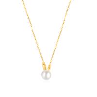 Titanium Steel Necklace, with Plastic Pearl, with 6CM extender chain, Rabbit, plated, for woman, more colors for choice, Hole:Approx 2.3mm, Length:42 cm, Sold By PC