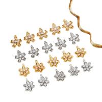 Cubic Zirconia Micro Pave Brass Pendant Flower real gold plated DIY & micro pave cubic zirconia Sold By PC