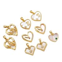 Cubic Zirconia Micro Pave Brass Pendant with White Shell Heart real gold plated DIY & micro pave cubic zirconia gold Sold By PC