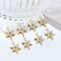 Cubic Zirconia Micro Pave Brass Pendant Star real gold plated DIY & micro pave cubic zirconia gold Sold By PC
