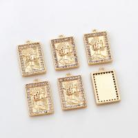 Cubique Pendentif en laiton zircon pavent, Plaqué d'or, DIY & pavé de micro zircon, Or, 10x16mm, Vendu par PC