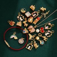 Perles bijoux en laiton, Placage de couleur d'or, DIY & styles différents pour le choix & émail, 6.4-22.5mm, Vendu par PC