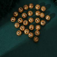 Brass Spacer Beads Alphabet Letter matte gold color plated DIY & with rhinestone & hollow Approx 4.5mm Sold By PC