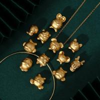 Brass Spacer Beads Chinese Zodiac matte gold color plated DIY 10-14.5mm Approx 4mm Sold By PC