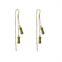 Brass Thread Through Earrings with Acrylic gold color plated fashion jewelry & for woman green nickel lead & cadmium free Sold By Pair