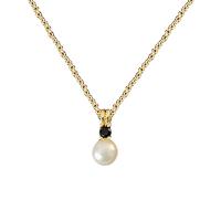 Brass Necklace with Freshwater Pearl with 5cm extender chain plated fashion jewelry & micro pave cubic zirconia & for woman nickel lead & cadmium free Length Approx 38 cm Sold By PC