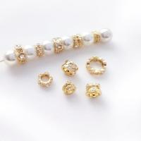 Brass Spacer Beads 14K gold plated DIY & micro pave cubic zirconia golden Sold By PC