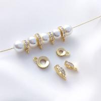 Entretoise de perles en laiton, Rond, Plaqué d'or 14K, DIY & normes différentes pour le choix & pavé de micro zircon, doré, Vendu par PC