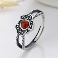 Sterling Silver Jewelry Finger Ring, 925 sterline d'argento, with Yunnan Red Agate, gioielli di moda & stili diversi per la scelta & per la donna, assenza di nichel,piombo&cadmio, Venduto da PC