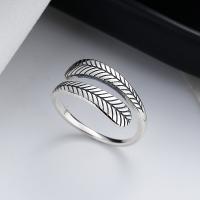 925 Sterling Silver Finger Rings Feather Antique finish fashion jewelry & for woman nickel lead & cadmium free 9mm Sold By PC