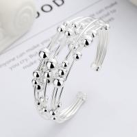 925 Sterling Silver Cuff Bangle bright silver color plated fashion jewelry & multilayer & for woman nickel lead & cadmium free 50-55mm Sold By PC
