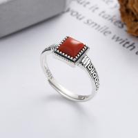 Sterling Silver Κοσμήματα δάχτυλο του δακτυλίου, 925 ασημένιο ασήμι, με Γιουνάν Red Agate, κοσμήματα μόδας & για τη γυναίκα, νικέλιο, μόλυβδο και κάδμιο ελεύθεροι, 8.5mm, Sold Με PC