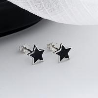 925 Sterling Silver Stud Earring, Star, Antique finish, fashion jewelry & for woman, nickel, lead & cadmium free, 7mm, Sold By Pair