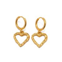 Stainless Steel Huggie Hoop Earring, 304 Stainless Steel, Heart, 18K gold plated, fashion jewelry & for woman, golden, 32.30x16.20mm, Sold By Pair