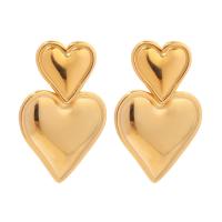 Stainless Steel Drop Earring, 304 Stainless Steel, Heart, Vacuum Ion Plating, fashion jewelry & for woman, more colors for choice, 32.20x20.30mm, Sold By Pair