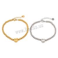 Stainless Steel Jewelry Bracelet, 304 Stainless Steel, with 1.57inch extender chain, Heart, Vacuum Ion Plating, fashion jewelry & for woman, more colors for choice, 8.60mm, Sold Per Approx 6.69 Inch Strand
