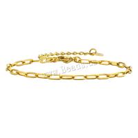 Bijoux bracelet en acier inoxydable, Acier inoxydable 304, avec 1.97inch chaînes de rallonge, bijoux de mode & pour femme, doré, 3mm, Longueur:Environ 6.3 pouce, Vendu par PC