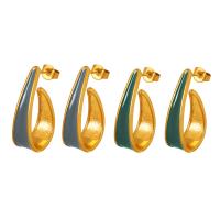 Titan Stahl Ohrring, Titanstahl, plattiert, Modeschmuck & für Frau & Emaille, keine, 26x15mm, verkauft von Paar